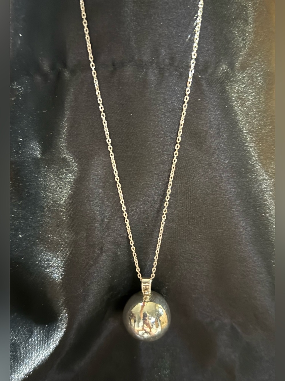 BIZARRE Jewelry Handcrafted 925 Sterling Silver Big Ball Pendant Necklace